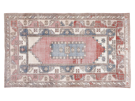 Turkish Rug, Vintage Rug, Oushak Handmade Faded Rug, Bohemian Unique Rug, Neutral Eclectic Rug, Area Rug, Bedroom Rug, Rug 6x9, 10459