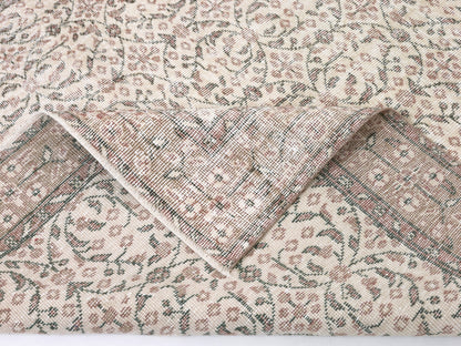Turkish Oushak Rug, Vintage Handmade Unique Rug, Scandinavian Rug, Living Room Rug, Neutral Area Faded Rug, Rug 5x9, Carpet Rug, 10463