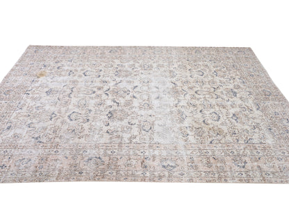 Primitive Rug, Vintage Oushak Faded Rug, Turkish Handmade Rustic Rug, Office Rug, Neutral Area Floor Rug, Carpet Rug, Rug 6x9, 10466