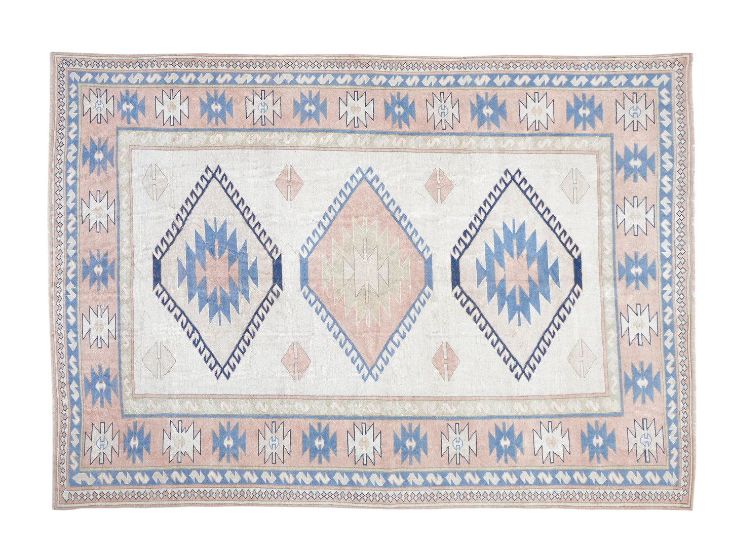 Vintage Oushak Rug, Handmade Area Antique Eclectic Rug, Turkish Bohemian Anatolia Rug, Kid Room Rug, Neutral Floor Rug, Rug 7x10, 9054