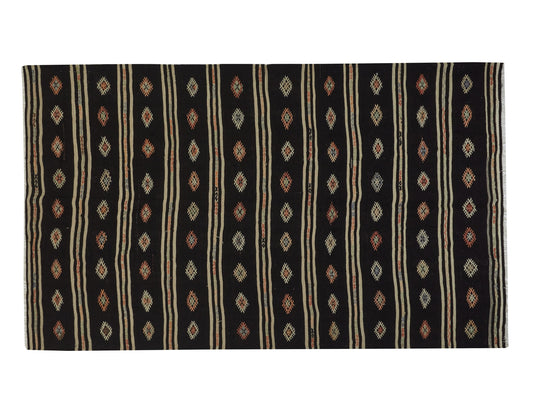 Kilim Rug 6x10, Turkish Kilim, Vintage Kilim, Handmade Unique Black Kilim Rug, Eclectic Rug, Rug Kilim, Entryway Rug, Flat Weave Rug, 10516