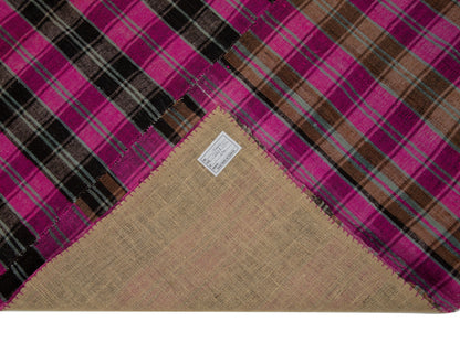 Pink Boho Fine Kilim rug, Check Pattern 6x8 Area Kilim rug, TURKİSH VİNTAGE RUG, Floor rug ,Unique rug, Old rug ,Plaid rug ,Chic rug,7260