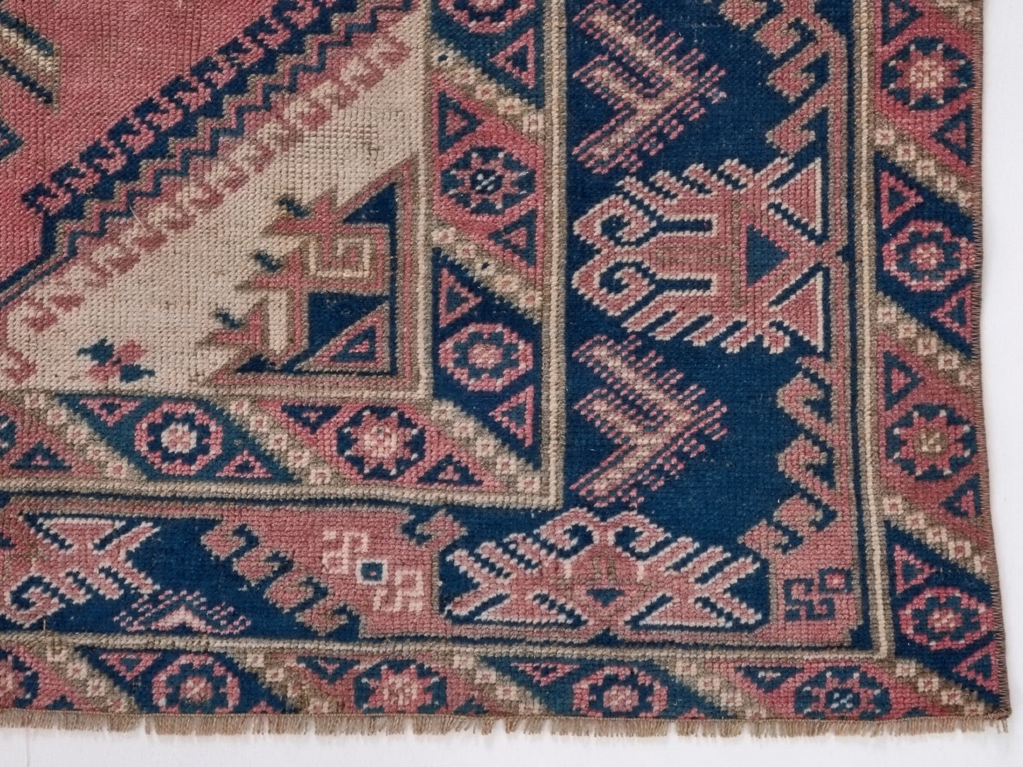 Geometric Turkish rug, Anatolia Rug, Oushak Rug, Vintage Rug, Unique rug, Wool rug, Handmade rug, Small rug 4x6, Entryway rug, 10034