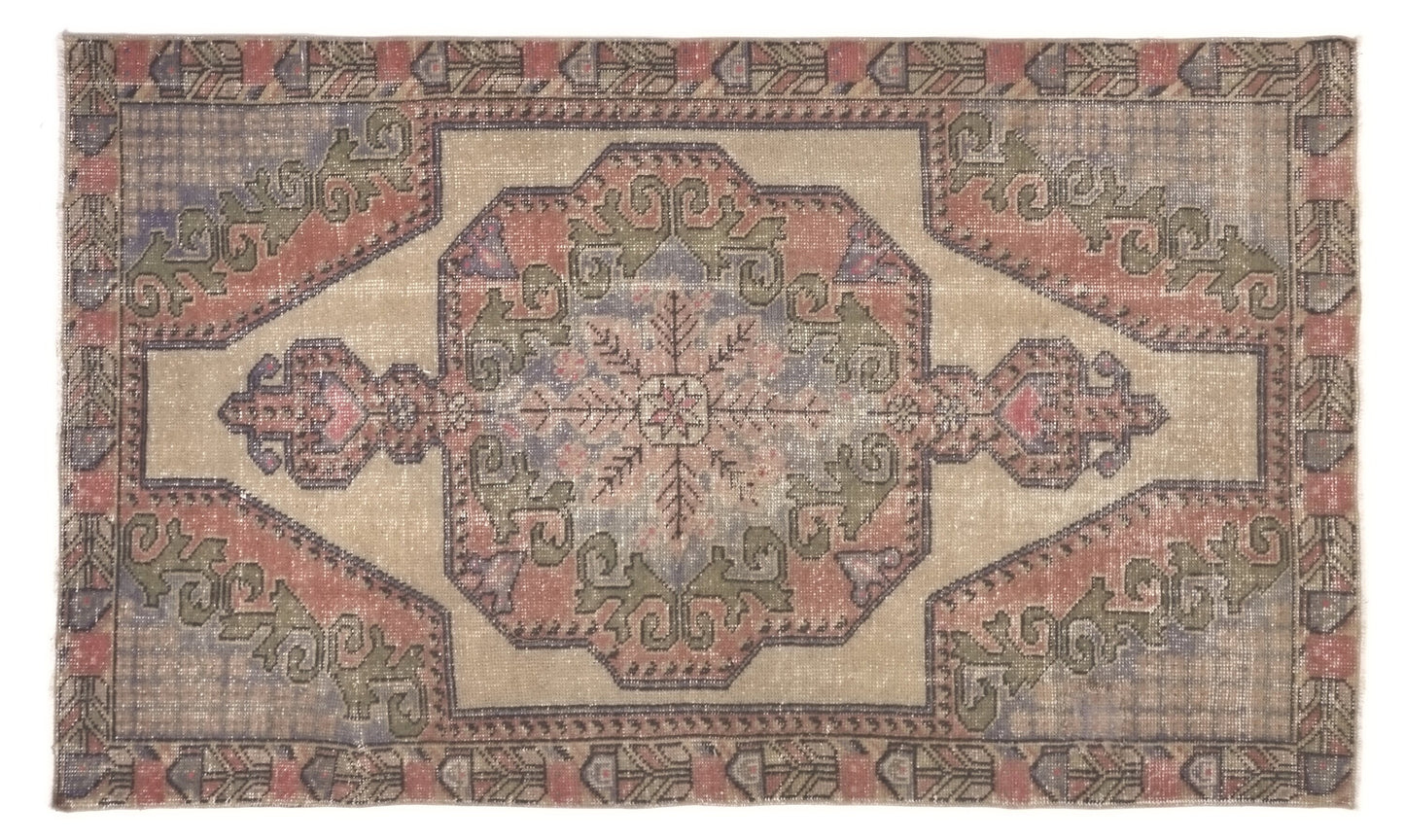 4x7 Vintage Turkish Oushak Rug, Handmade Faded Neutral Rug, Carpet rug, Farmhouse decor,Turkish Carpet, Small Oushak rug, Bedroom rug, 9908,