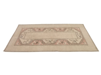 Neutral Oushak Rug, Turkish Rug Area, Vintage Rug Beige, 4x7 Rug, Handmade Anatolia Rug, Carpet rug, Muted Beige Faded Turkish Rug, 9669