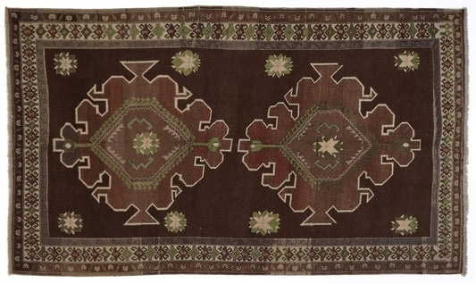 Anatolia Brown Area Vintage Kars Rug, 6x10 Turkish Vintage Oushak RUg, Carpet Rug, Primitive Handmade Wool Rug, Living room rug, 9555