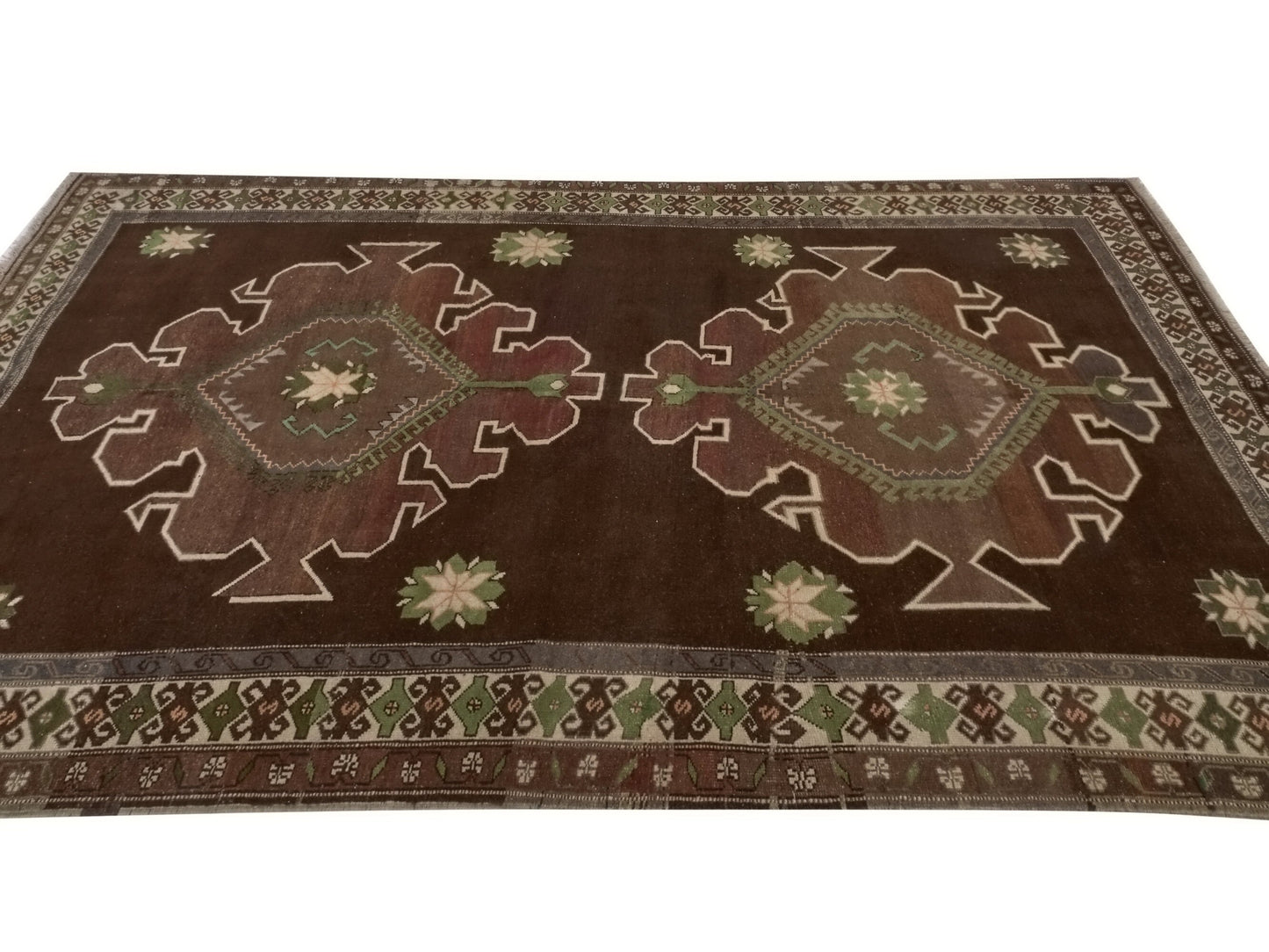 Anatolia Brown Area Vintage Kars Rug, 6x10 Turkish Vintage Oushak RUg, Carpet Rug, Primitive Handmade Wool Rug, Living room rug, 9555
