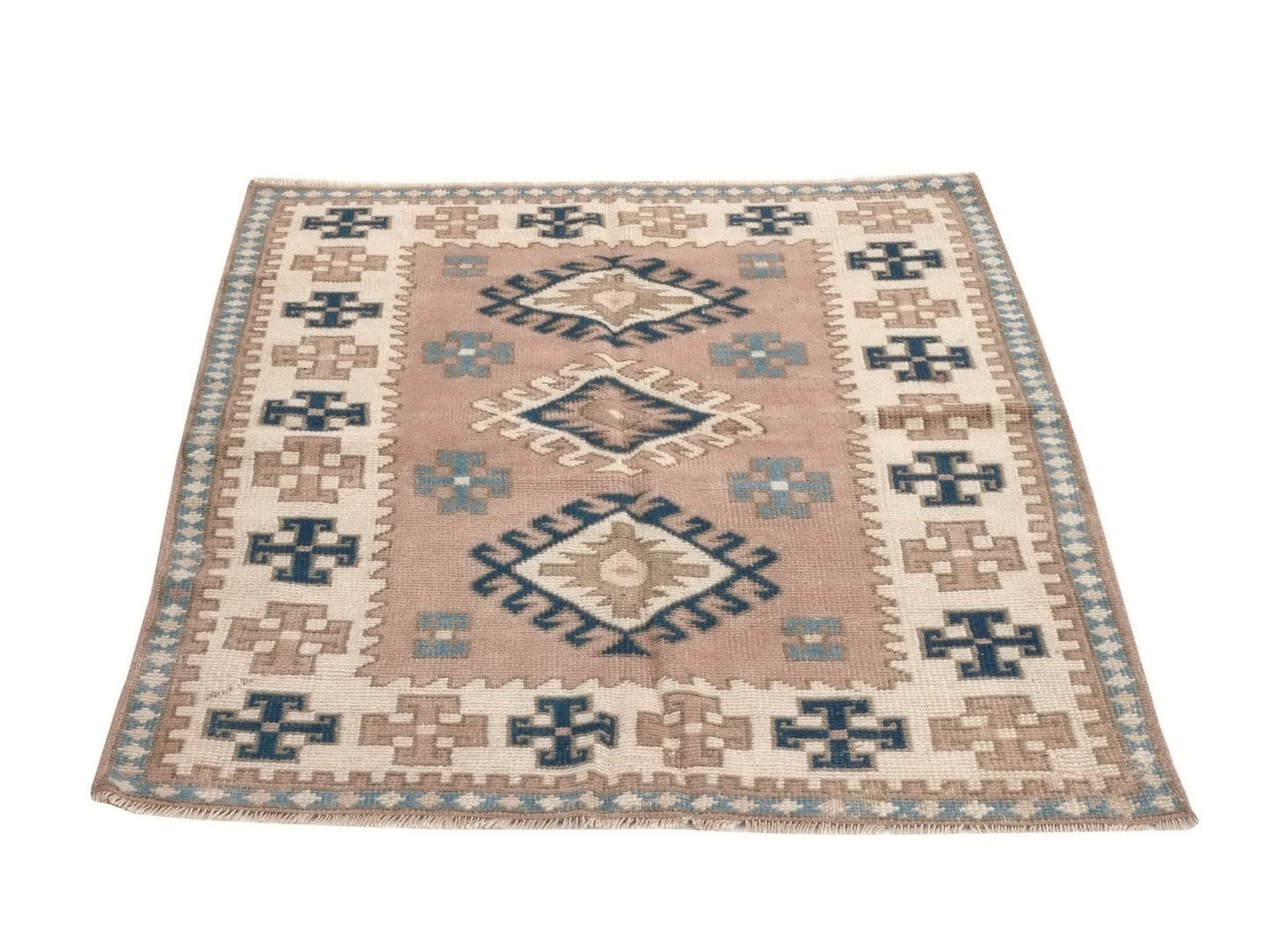 Geometric Turkish rug, Anatolia Rug, Oushak Rug, Vintage Rug, Unique rug, Wool rug, Handmade rug, Small rug 4x5, Entryway rug, 9066