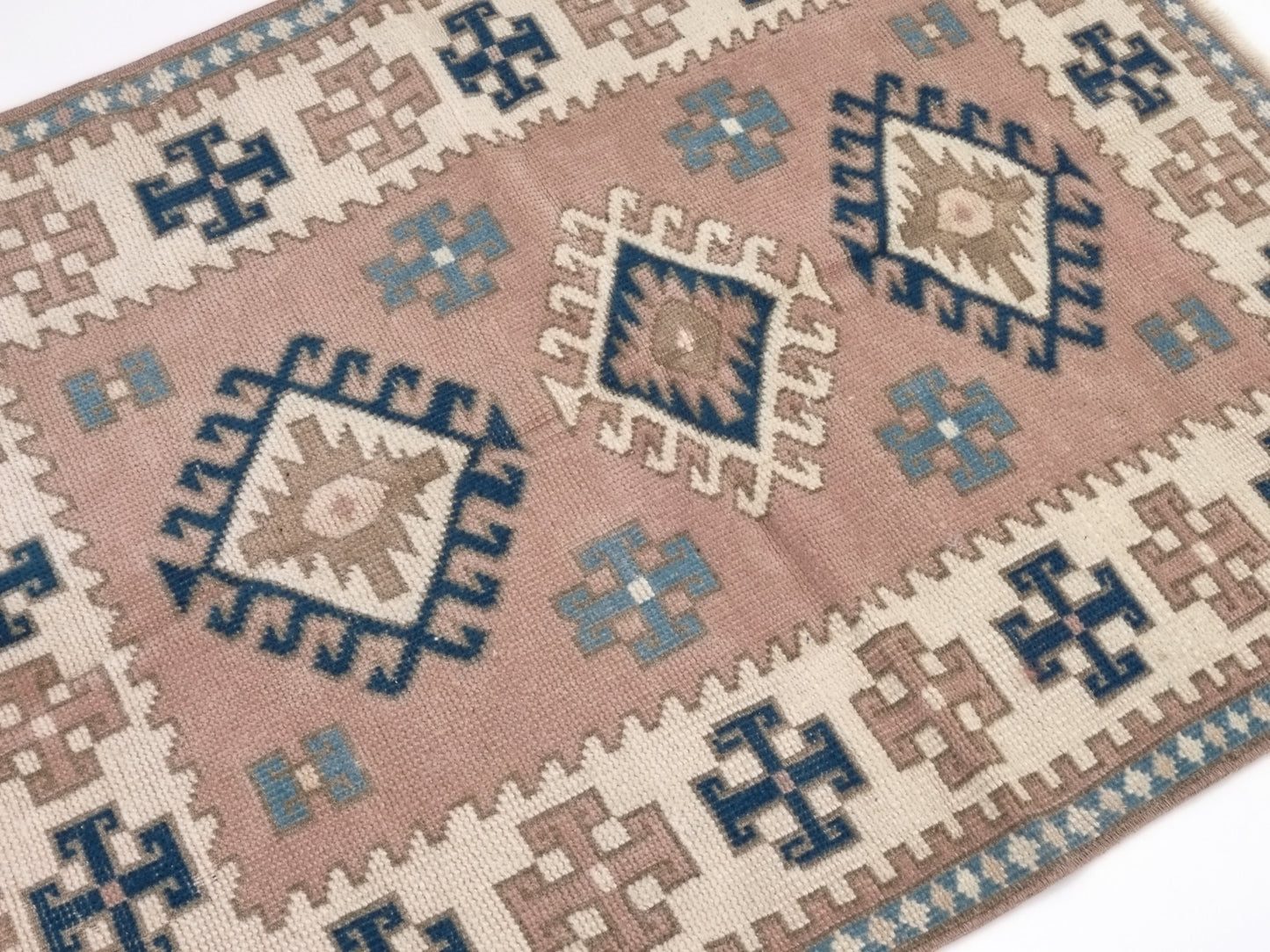 Geometric Turkish rug, Anatolia Rug, Oushak Rug, Vintage Rug, Unique rug, Wool rug, Handmade rug, Small rug 4x5, Entryway rug, 9066