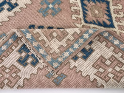 Geometric Turkish rug, Anatolia Rug, Oushak Rug, Vintage Rug, Unique rug, Wool rug, Handmade rug, Small rug 4x5, Entryway rug, 9066