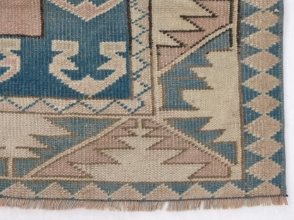 Geometric Turkish rug, Anatolia Rug, Oushak Rug, Vintage Rug, Unique rug, Wool rug, Handmade rug, Small rug 4x5, Entryway rug, 9062