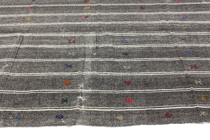 5x7 Vintage Turkish Kilim Rug, Gray Boho Eclectic Flat weave Decorative KİLİM RUG, Nursery Rug, Fine rug, Etsy Rug ,Goat hair, 4746
