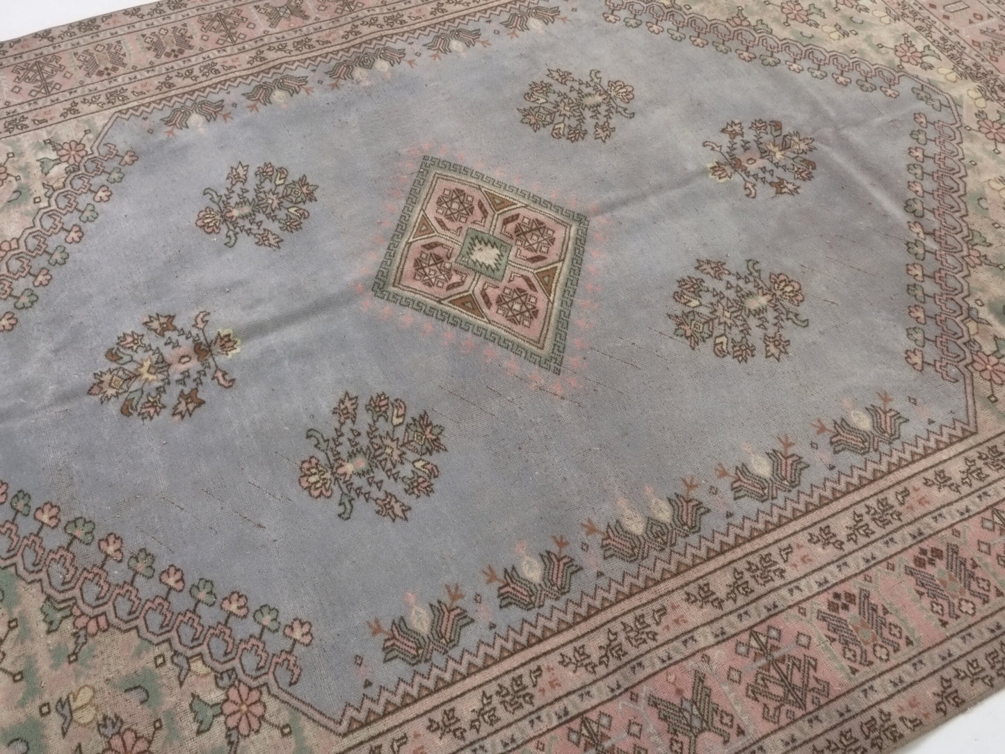 Soft Blue Oushak Rug, Turkish Oushak Rug, Vintage Rug, Area rug 7x10, Handmade rug, Anatolia rug, Wool Rug, Living room rug, Carpet rug,9011