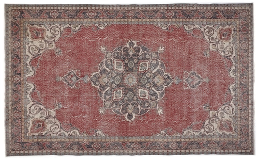 Oushak Rug, Anatolia Rug, Faded rug, Red rug, Turkish rug, Carpet rug, Area rug 7x11, Handmade rug,Turkey rug,Bohemian rug,Red,Blue,rug,8808