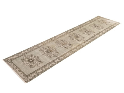 Turkish Oushak Vintage Runner Rug, 2x11 Rug Runner, Carpet Runner, Muted Rug, Hallway Runner, Kitchen runner, Anatolia Rug Runner, 8939