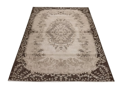Turkish Vintage Carpet Rug, Handmade Oushak Rug, Beige Brown Area 4x7 Rug, Bedroom rug, Ethnic Rug, Unique Anatolia rug, Turkey rug,8806