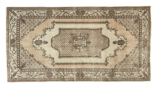 Brown Area Small Turkish Rug, Handmade Oushak Rug, Vintage Rug, 4x7 Rug, Farmhouse decor, Bedroom rug, Carpet rug, Turkey rug,8785