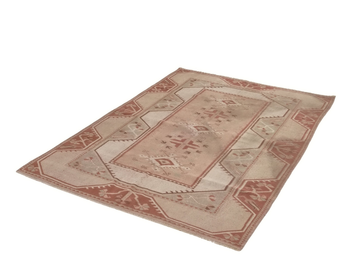 Boho Decor Turkish Rug, Oushak rug, Vintage Rug, Turkish Handmade rug, Area rug 5x7, Eclectic, Anatolia rug, Geometric rug, Neutral rug,8791