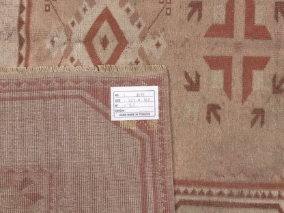 Boho Decor Turkish Rug, Oushak rug, Vintage Rug, Turkish Handmade rug, Area rug 5x7, Eclectic, Anatolia rug, Geometric rug, Neutral rug,8791