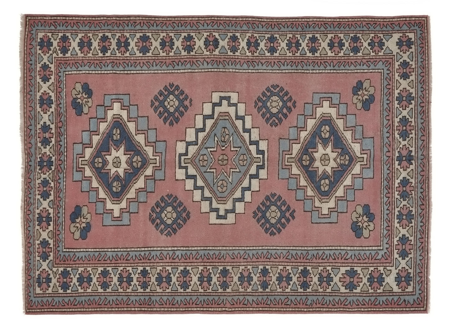Boho Oushak Rug, Turkish Vintage Rug, Handmade rug, Area rug 5x8, Eclectic decor, Living room rug, Bedroom rug, Geometric rug,8763
