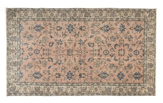 Bohemian Decor Area Rug, 4x6 Turkish Rug, Oushak Rug, Vintage rug, Carpet rug, Handmade rug, Faded rug, Bedroom rug, Floral Rug, 8699