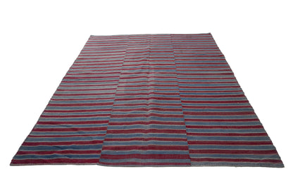 6x9 Vintage Turkish Kilim rug,6.4x8'9 ft,Striped rug,Pale rug,Unique rug,Farmhouse rug,Neutral rug,Area rug 6x9,Living room rug,9699