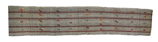 Vintage Turkish Kilim Runner rug,3x17 Gray Handmade Goat hair 1970's Kilim rug, Hallway Rug Runner, Kitchen rug, 3683