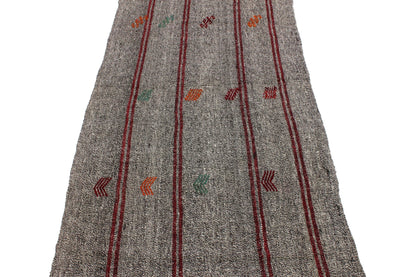 Vintage Turkish Kilim Runner rug,3x17 Gray Handmade Goat hair 1970's Kilim rug, Hallway Rug Runner, Kitchen rug, 3683