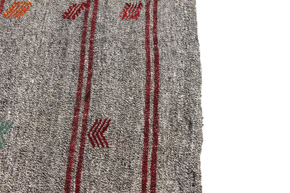 Vintage Turkish Kilim Runner rug,3x17 Gray Handmade Goat hair 1970's Kilim rug, Hallway Rug Runner, Kitchen rug, 3683