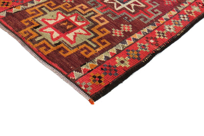 Bohemian Turkish Runner ,Oushak Runner Gypsy, Vintage Runner Long,  3x13 Runner Rug, Hallway Kitchen Red Geometric Carpet Runner, 6241