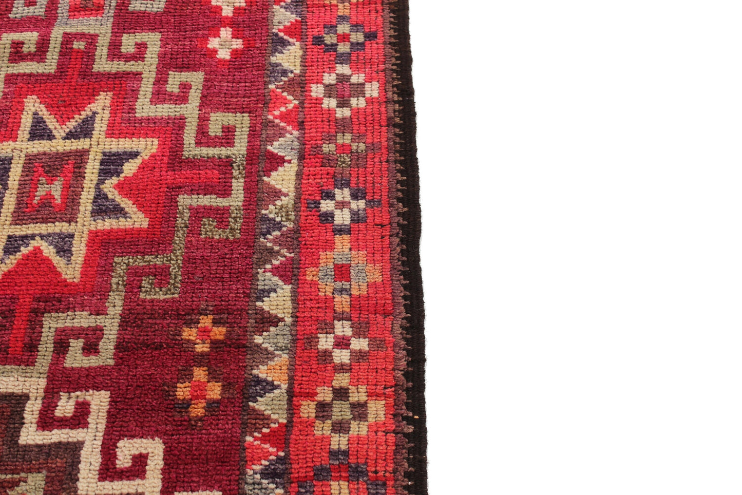 Bohemian Turkish Runner ,Oushak Runner Gypsy, Vintage Runner Long,  3x13 Runner Rug, Hallway Kitchen Red Geometric Carpet Runner, 6241