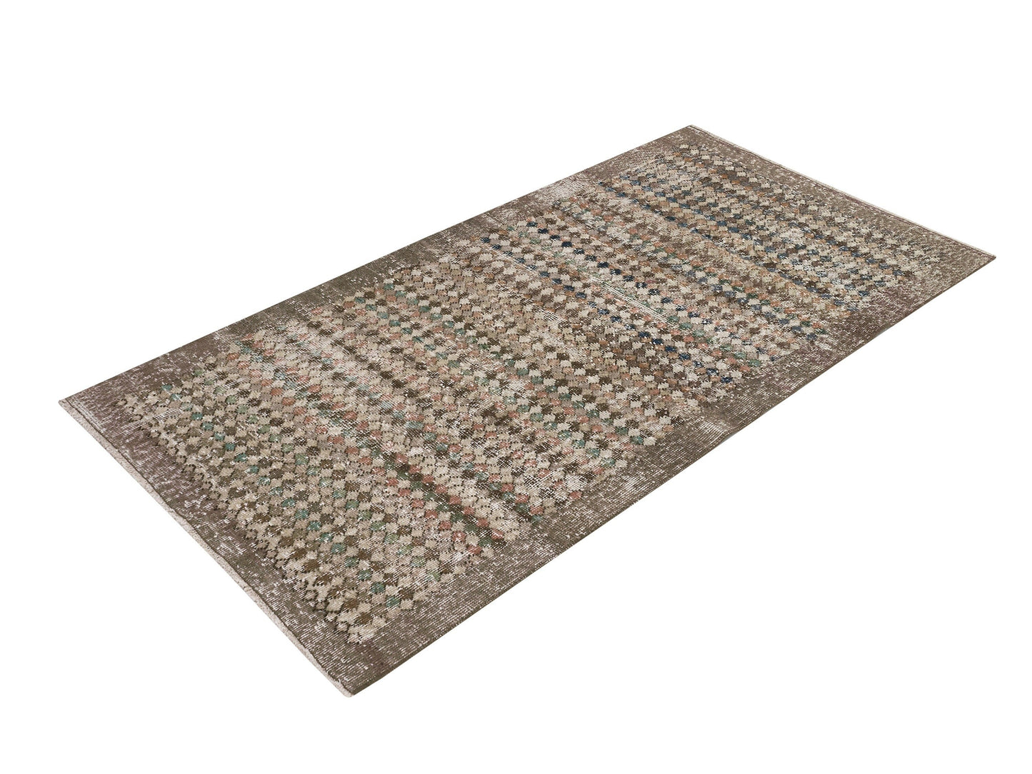 Scandinavian Turkish Rug, Oushak Rug, Vintage Rug, Carpet rug, Checked rug, Antique Rug, Bedroom rug, Art deco rug, Area rug 3x6, Rug,8903