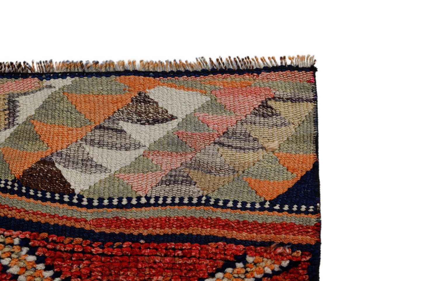 3x13 Rug Runner Bohemian ,Vintage Geometric Wool Runner rug, Oriental Runner RUG, Turkish Boho Runner rug, Oushak Runner, 7205