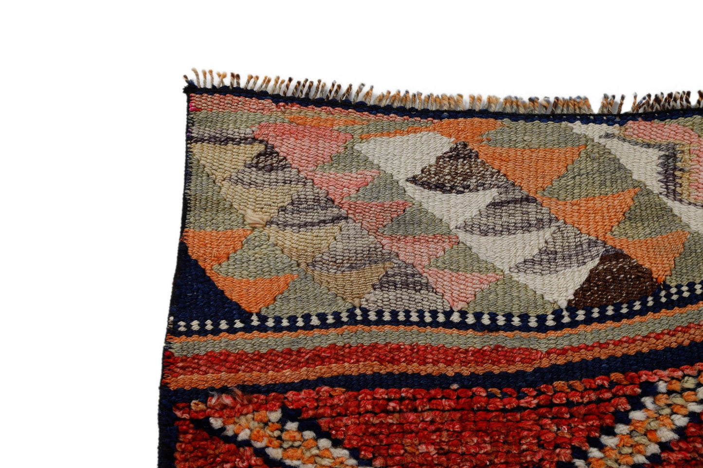 3x13 Rug Runner Bohemian ,Vintage Geometric Wool Runner rug, Oriental Runner RUG, Turkish Boho Runner rug, Oushak Runner, 7205