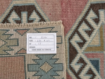 2x9 Turkish Oushak Vintage Runner rug, Anatolia Handmade Runner Rug, Kitchen runner, Hallway runner, Carpet runner, Bedroom rug, 8666