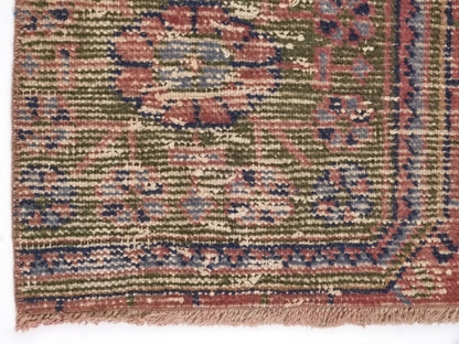 Pink Small Bath mat Vintage Turkish Oushak Carpet rug, Vintage Door mat rug, Unique Small Mini Oushak Rug, 3x4 Rug, 8632