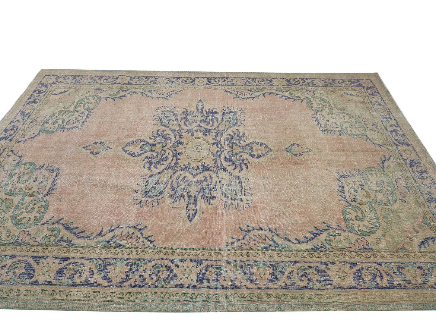 Muted Oushak Rug, Oriental Turkish Rug, Faded Vintage Rug, Medallion rug, Area rug, 7x10 Rug, Bedroom rug, Living room rug, Gift Home,10342