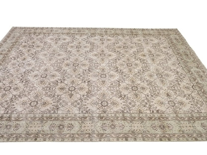 One of a kind Neutral Oushak Rug, Turkish Carpet rug, Vintage Area Rug, Faded rug, Muted rug, Beige Rug 7x10, Large rug, Unique rug, 10317