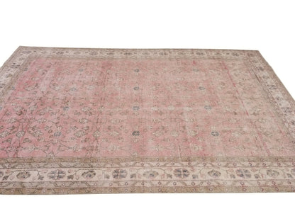 Pink Rug 7x10 Oushak Turkish Vintage Rug Carpet Rug for Living room Handmade Area Unique Rug Gift for Home Made in Anatolia 10310