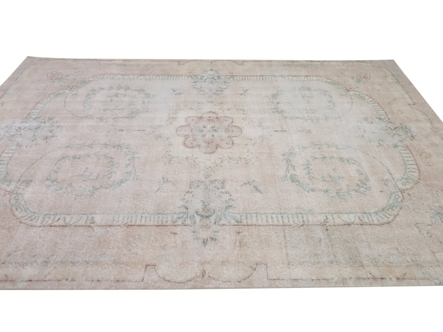 7x11 Beige rug, Turkish rug, Faded rug, Neutral Oushak rug, Vintage Area rug, Handmade Rug, One of a kind Carpet rug, Area rug 7x11, 10220