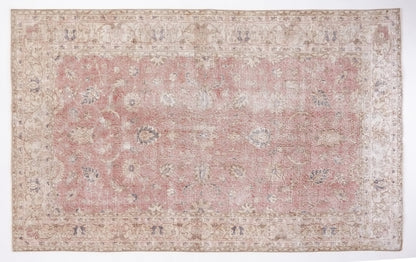 Neutral rug, 5x8 Pink Oushak rug,Muted Rug, Vintage rug, Turkish Oushak rug 5x8,Area Carpet rug, Turkey rug, Faded rug, Turkish carpet,10245