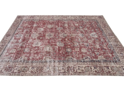 Distressed Rug, Oushak Rug, Vintage rug, Red Carpet rug, 7x9 Rug, Turkish Rug, Area rug, Floral rug, Bohemian rug, Living room rug, 10227