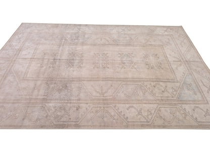 Turkish rug, Oushak rug, Faded rug, Area rug, Vintage rug,7 x10 Rug, Mid-century rug, Muted rug, Beige rug,Made in Anatolia of Turkey, 9987