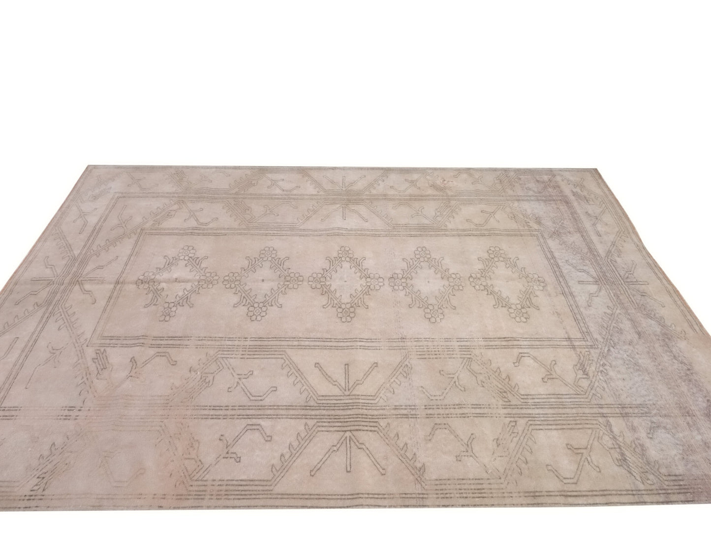 Vintage Rug, Beige rug 7x10, Handmade Rug, Turkish rug, Anatolia rug, Faded rug, Neutral Oushak rug, One of a kind rug, Made in Turkey, 9966