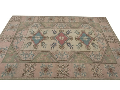 Beige Area Rug 6x8, Faded rug, Anatolia rug, Turkish Oushak Rug, Vintage Carpet rug, 1980's Turkey rug, One of a kind rug, 9017