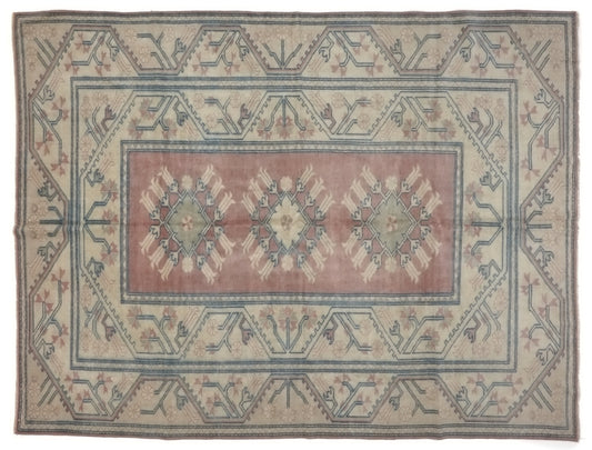 6x9 Oushak rug Boho,Neutral Turkish rug 7x9 ,Vintage rug, Eclectic rug, Carpet rug,Turkish carpet,Faded rug, Oushak carpet, Bedroom rug,8977