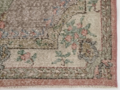 4x7 Vintage Soft Oushak Medallion Area Turkish rug, Handmade Rug, Turkey rug, Nursery rug, Coastal decor, One of a kind rug, Wool rug, 8934