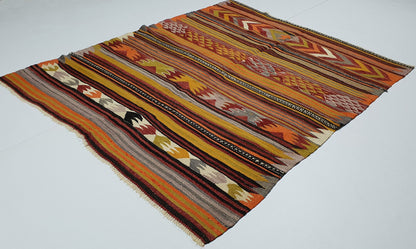 Vintage Kilim Rug, Kilim Rug 5x7, Turkish Kilim, Handmade Unique Kilim Rug, Area Floor Kilim Rug, Bohemian Rug, Living Room Rug, 2847