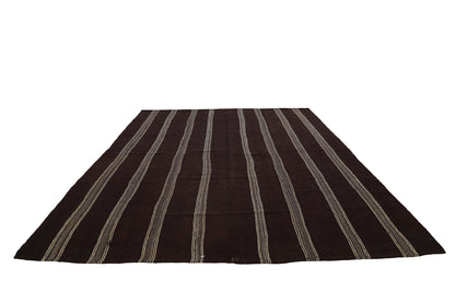 Brown Kilim Rug ,Vintage Kilim Striped ,Turkish Kilim Flat Weave , Kilim Rug 7x10, Area Rug, Traditional, Living Room, 7153