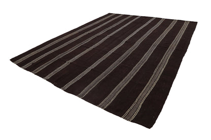 Brown Kilim Rug ,Vintage Kilim Striped ,Turkish Kilim Flat Weave , Kilim Rug 7x10, Area Rug, Traditional, Living Room, 7153